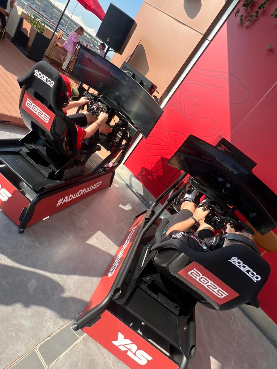 Two Racecraft simulators at an Abu Dhabi Grand Prix activation